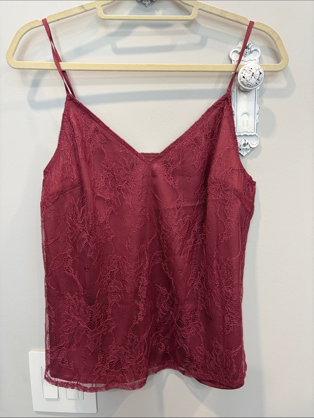 Wishlist Burgundy Lace Camisole with Spaghetti Straps